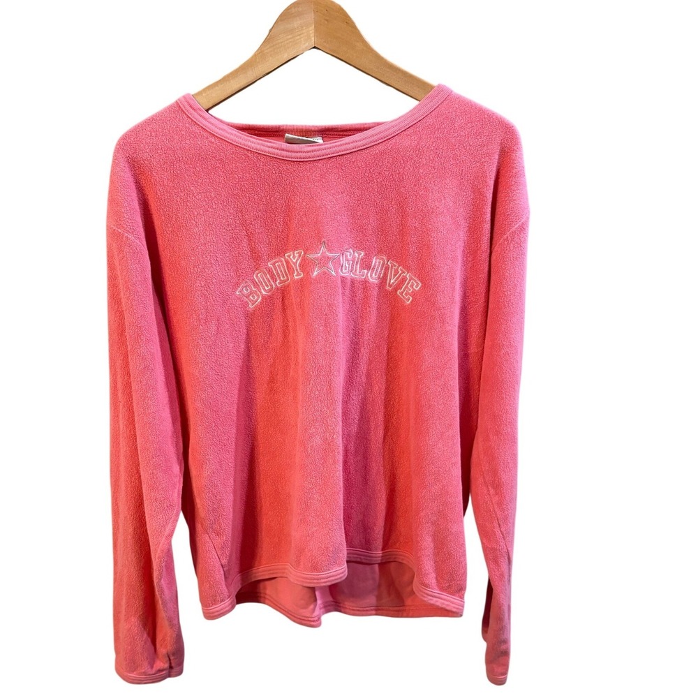 Vintage 90's Body Glove Pastel Pink Terry Cloth Oversized Crewneck Pullover L